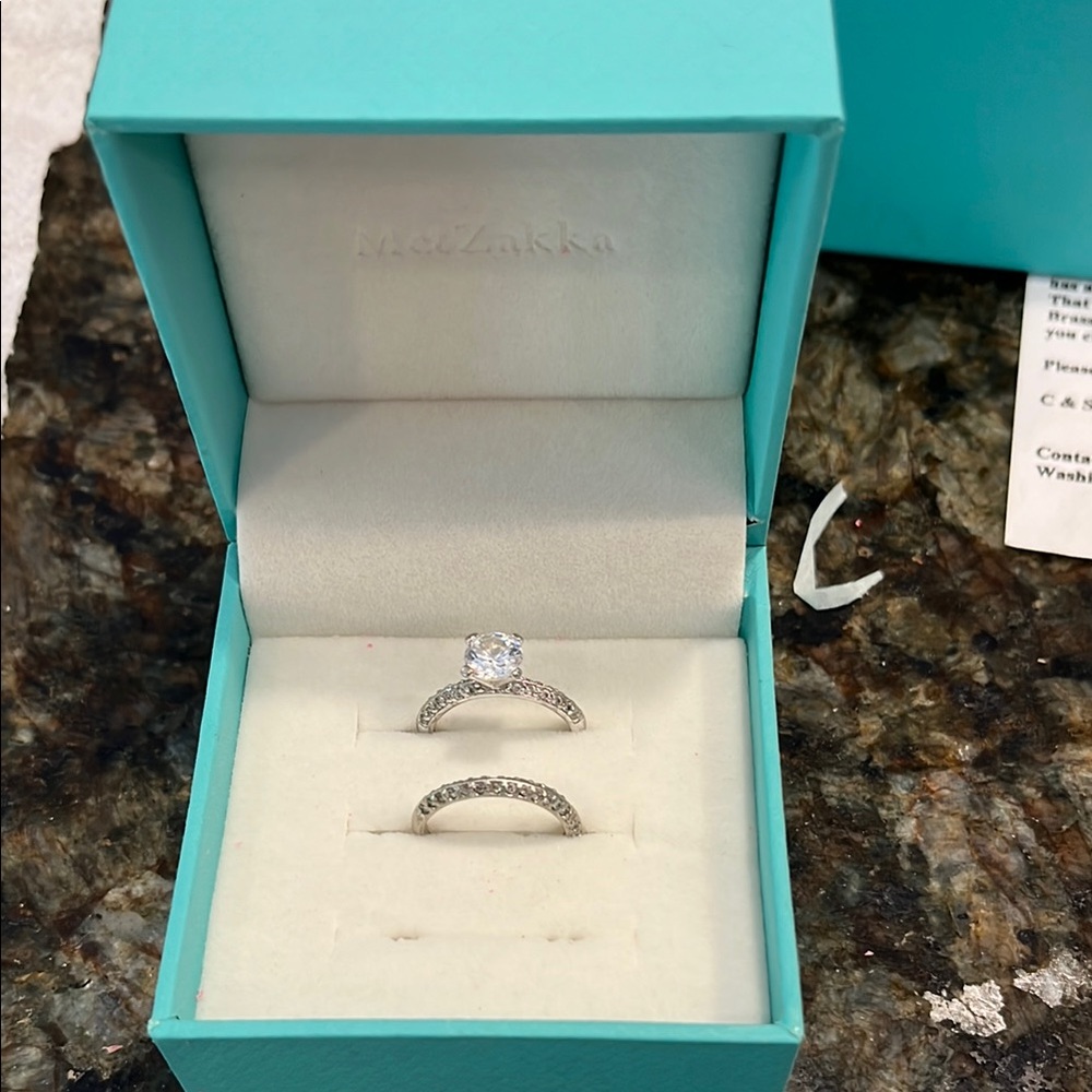 Elegant Silver Ring Set- faux wedding ring set